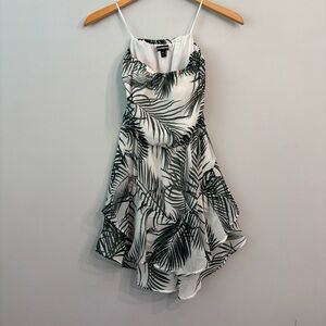 Express Strapless Tropical Leaf Print Romper